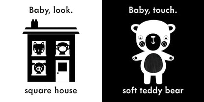 Two black and white illustrations with text and symbols on a white background.