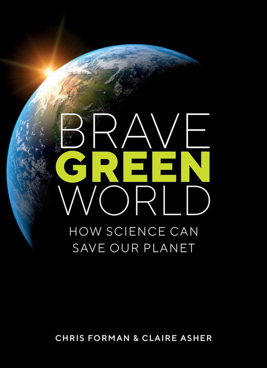 Book cover of 'Brave Green World' with Earth and sun imagery