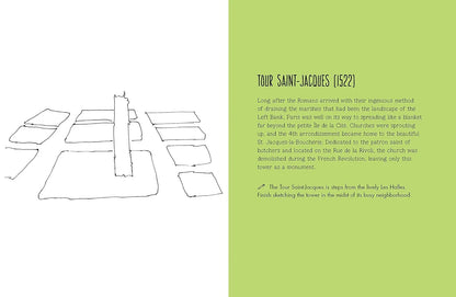 Illustration of a street plan with text on a green background