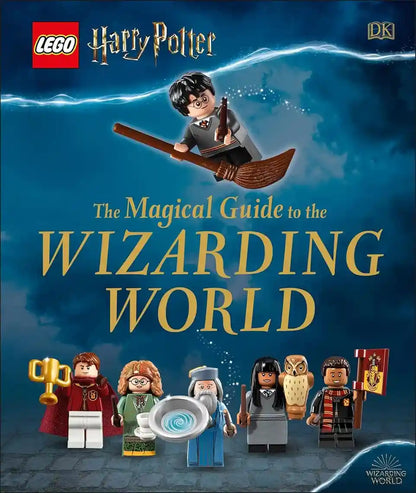 Book cover of 'The Magical Guide to the Wizarding World' featuring LEGO Harry Potter characters and the LEGO logo.