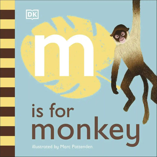 Book cover of 'M is for Monkey' with a monkey illustration and DK logo.