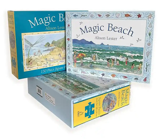 Magic Beach puzzle set with colorful packaging on a white background
