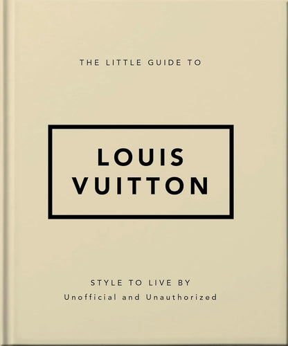 Beige book cover with 'Louis Vuitton' branding and text