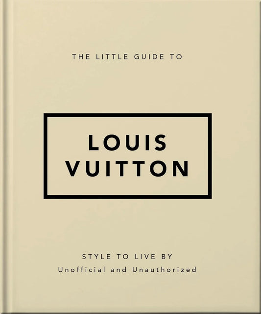 Beige book cover with 'Louis Vuitton' branding and text