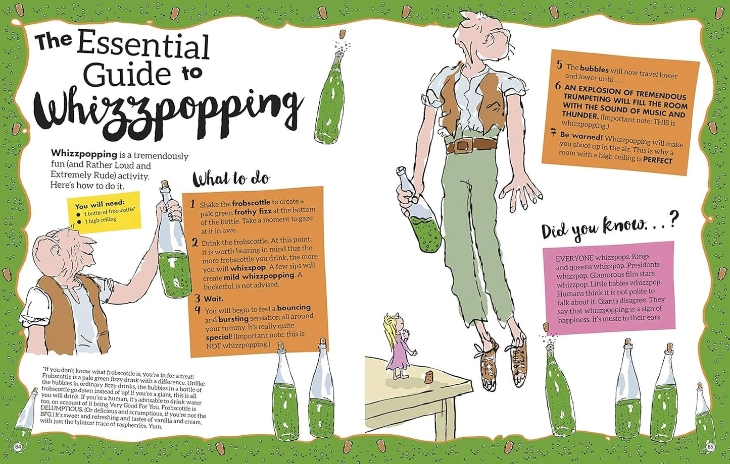 Children's book page about whizzopping with illustrations and text.