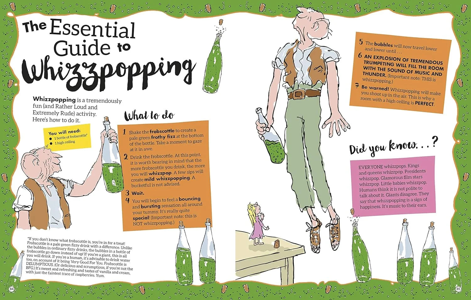 Children's book page about whizzopping with illustrations and text.