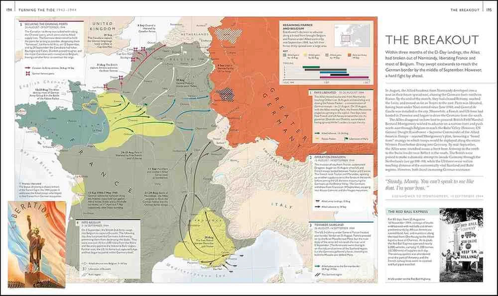 Map of World War II with color-coded regions and text on a white background